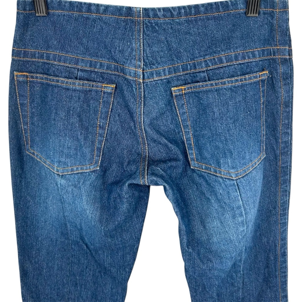 NEW Vtg Y2K Old Navy Low Rise Dark Wash Gold Contrast Stitching Bootcut Jeans - Picture 10 of 11